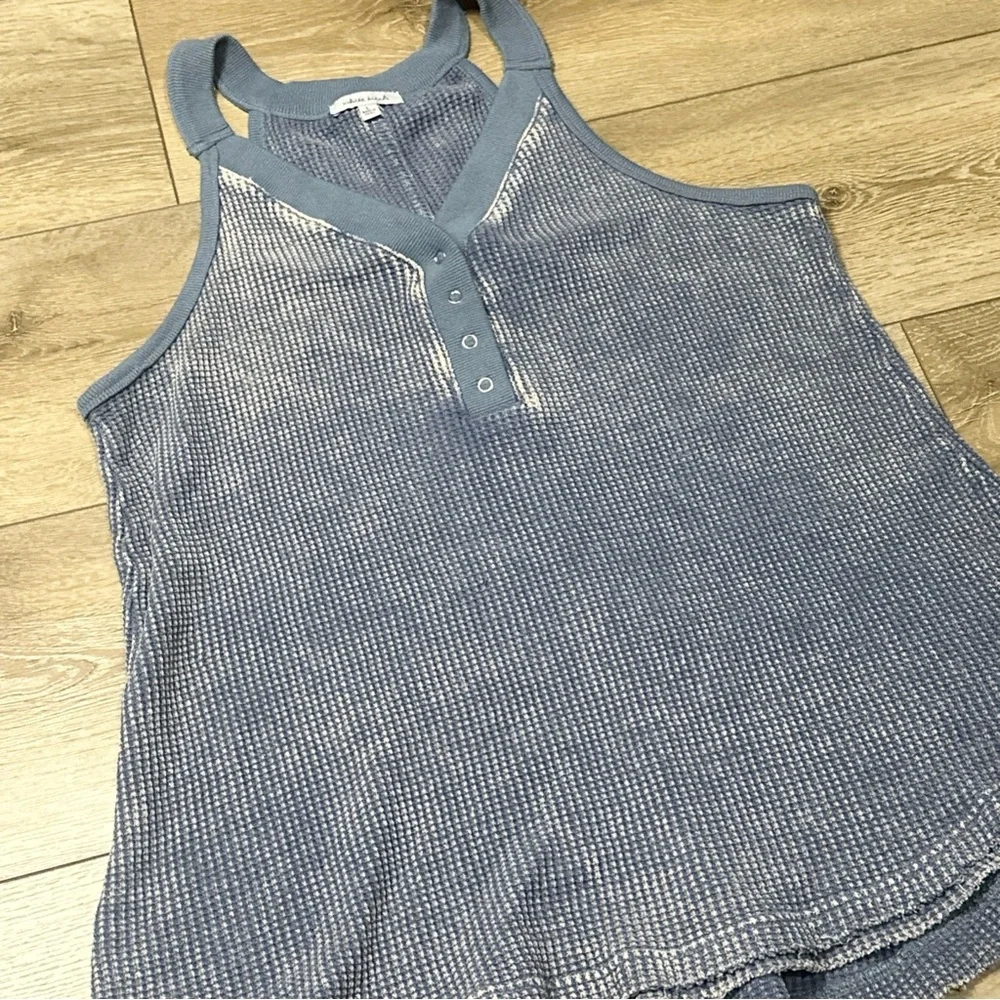 •Sold•  White Birch Acid Wash Waffle Knit Henley Tank Top - Picture 2 of 9